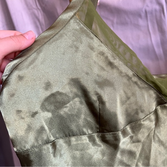 Silky Green Cami with Mesh Trim - Picture 5 of 8